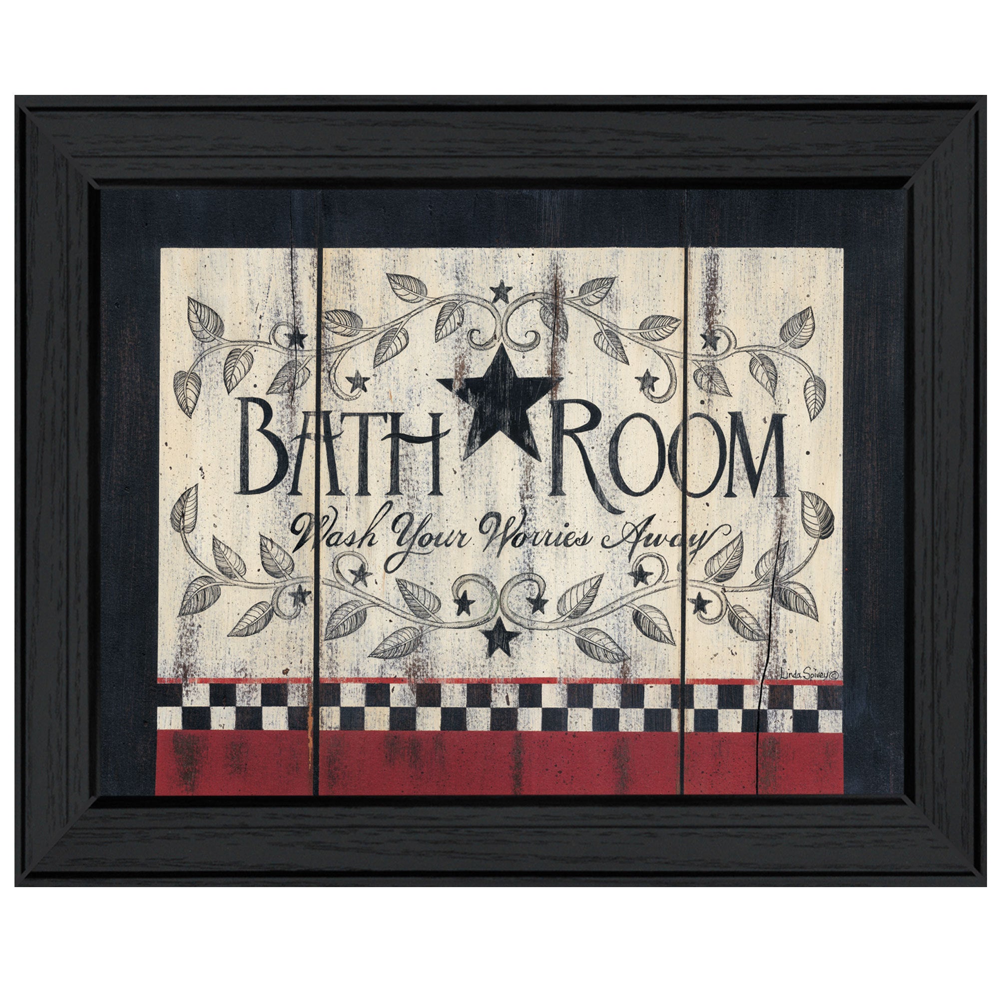 'Bathroom' by Linda Spivey, Ready to Hang Framed Print, Black Frame
