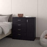 FM FURNITURE Turkey 4-Drawer Dresser with Side Cabinet, Freestanding Storage Organizer with Interior Shelf – Ideal for Bedroom, Wenge