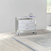 Sterling Modern Style Mirror Framed 3-Drawer Nightstand Made with Wood in Silver  same as G150108488  (NJ inventory)