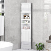 Multi-Functional Corner Cabinet Tall Bathroom Storage Cabinet with Two Doors and Adjustable Shelves, Open Shelf, White(Old Sku:WF294602AAK)
