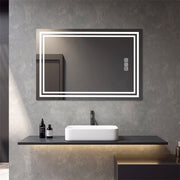 Bright LED Bathroom Mirror 40' x 32' Front Light, 5 Mins Defog, Full HD Reflected, 3 Colors Dimmable, Wall Mounted