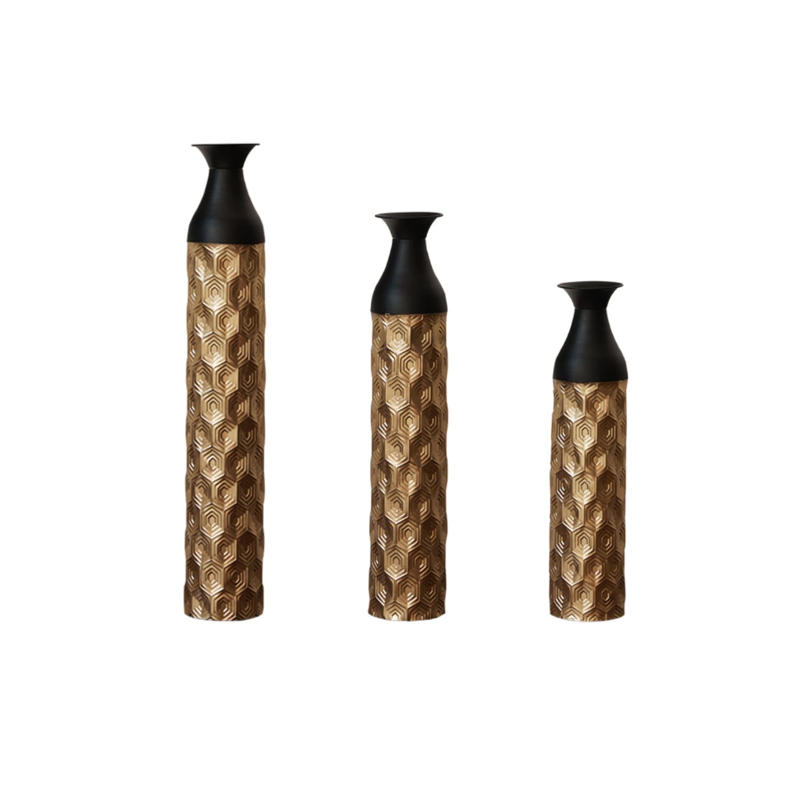 Floor Metal Vases Decorated White Metal Vases Set of 3 Gorgeous Home Decoration Large Glazed Metal Vases 24.8in/29in/33.8in Height