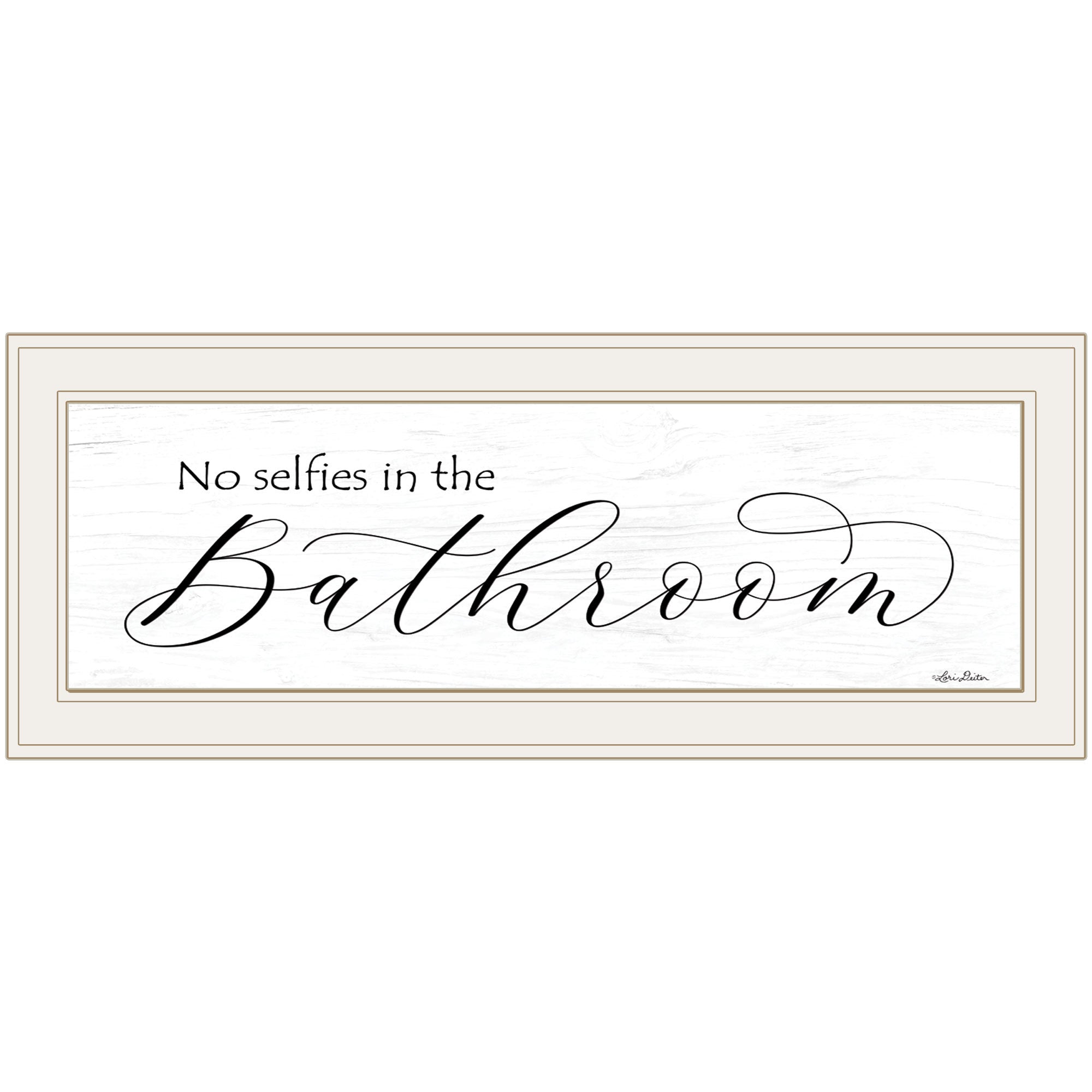 'No Selfies in the Bathroom' by Lori Deiter, Ready to Hang Framed Print, White Frame