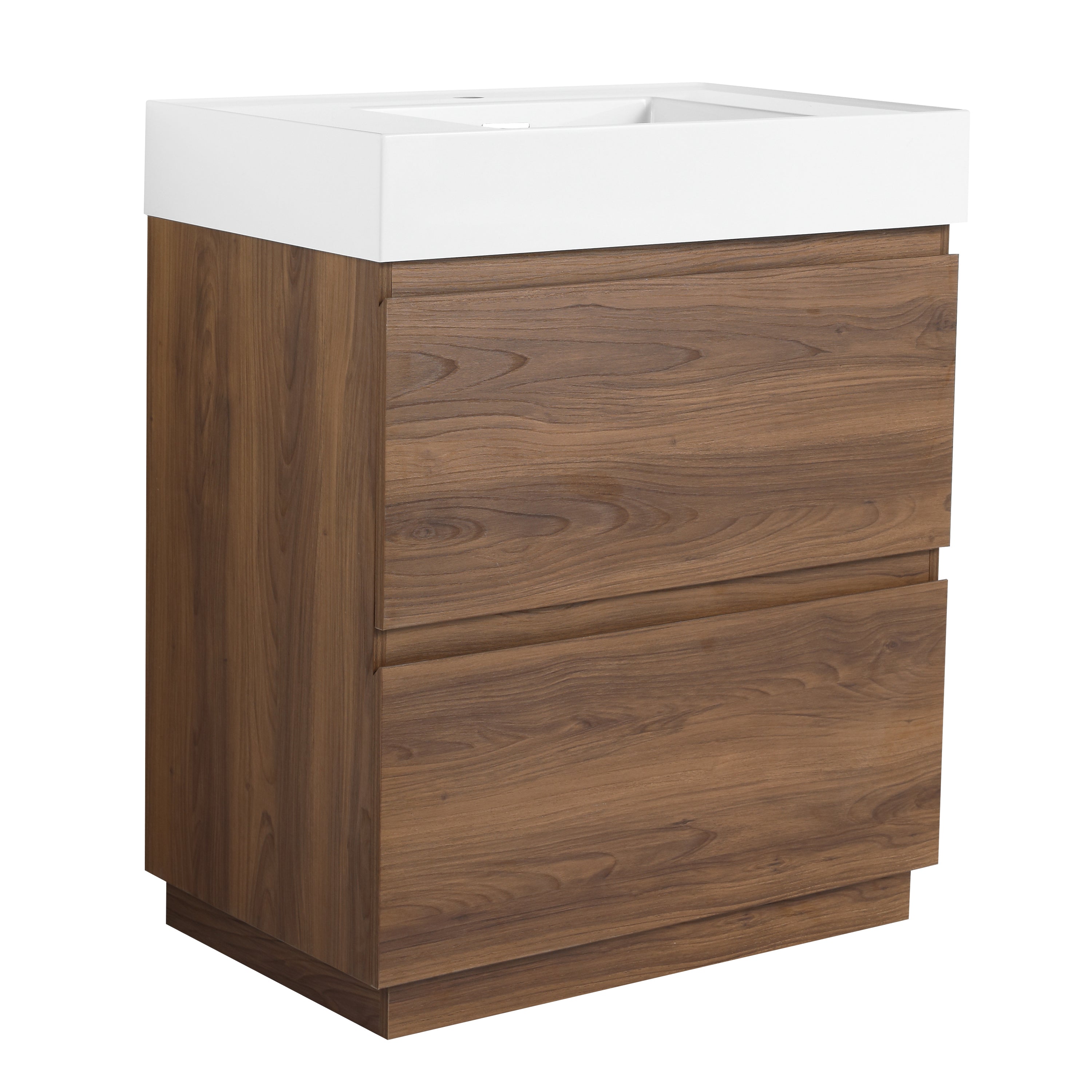 Modern Freestanding Bathroom Vanities with Single Sink Combo, Brown Engineering Wood, 30 Inch