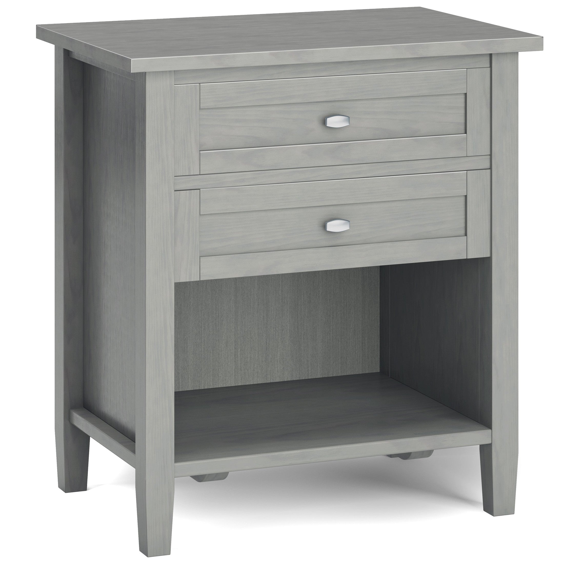 Warm Shaker Solid Wood 24 inch Wide Transitional Nightstand in Fog Grey