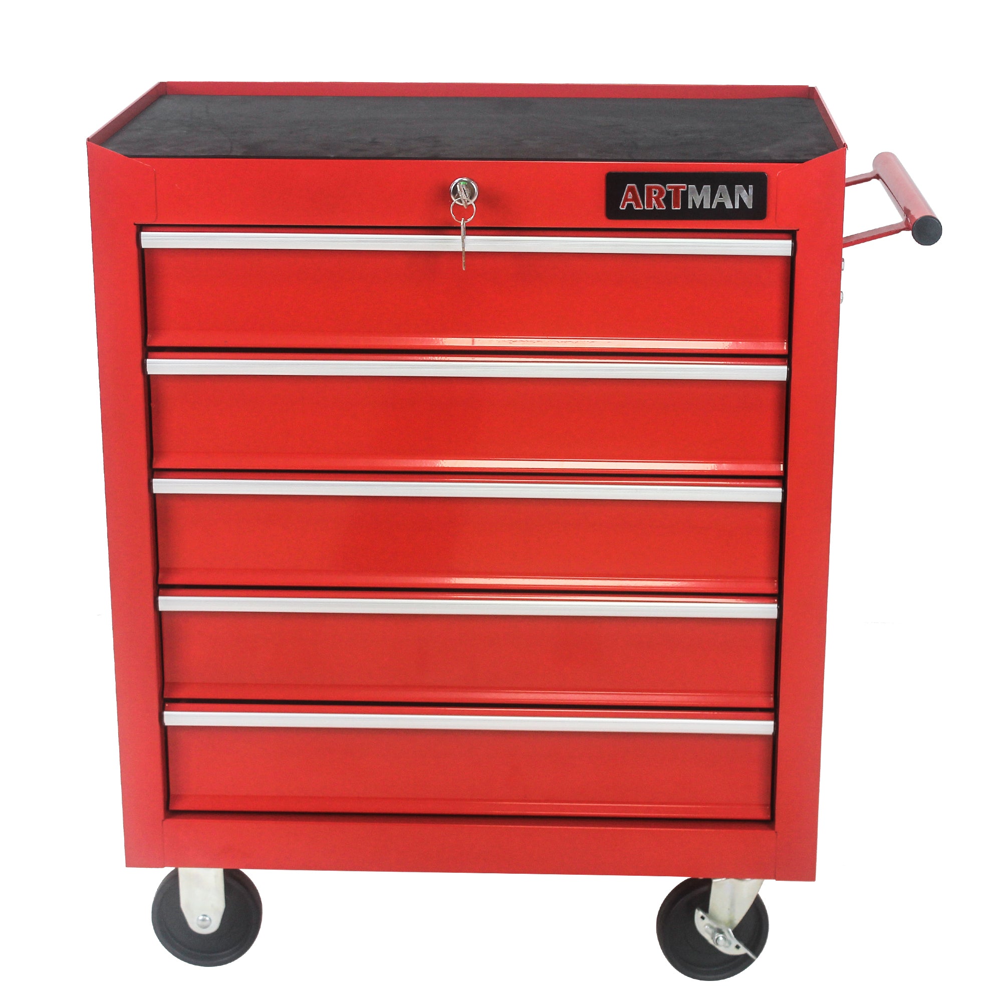 5 DRAWERS MULTIFUNCTIONAL TOOL CART WITH WHEELS-RED