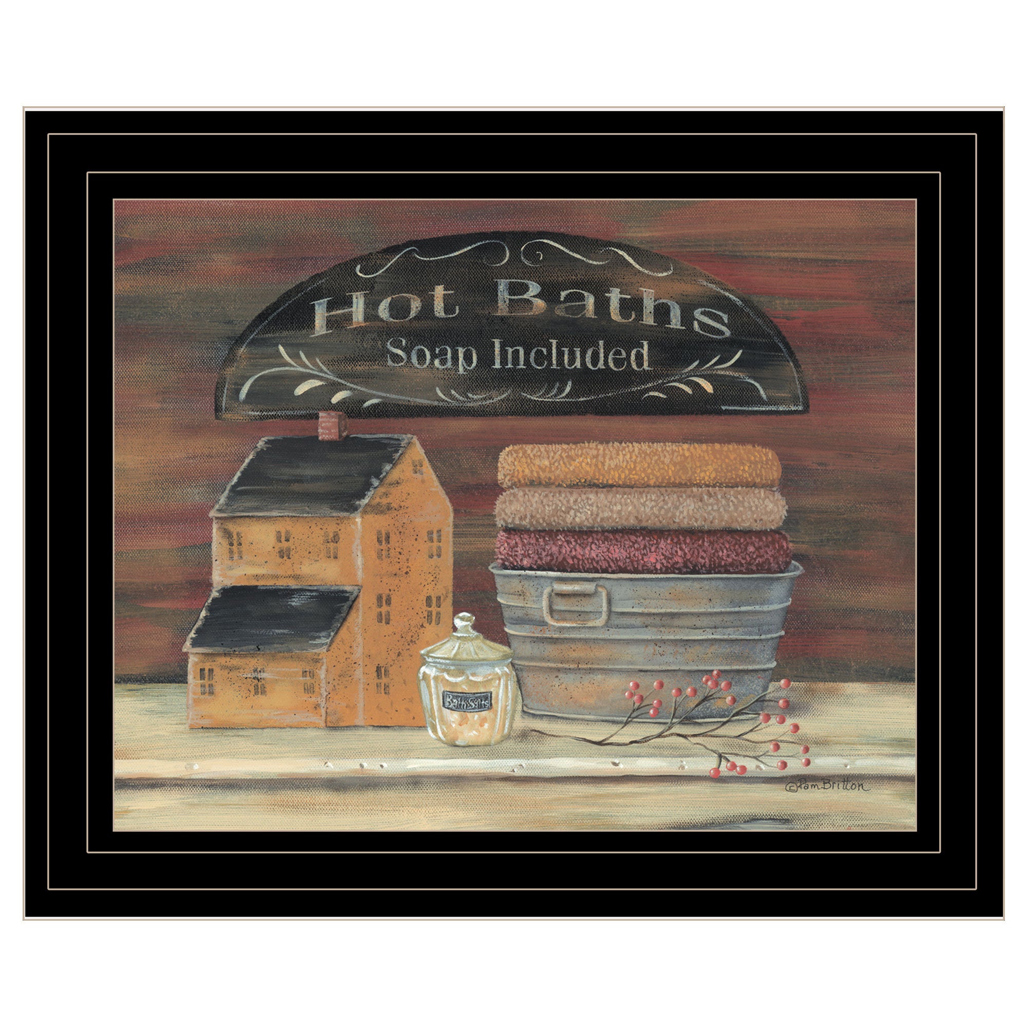 'HOT BATH' by Pam Britton, Ready to Hang Framed Print, Black Frame