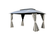 Gazebo 10x14FT, Outdoor Gazebo with Double Roofs, Privacy Curtains, Mosquito Nettings, Heavy Duty Metal Frame Party Tent Canopy for Patio, Backyard, Deck, Lawn, Grey