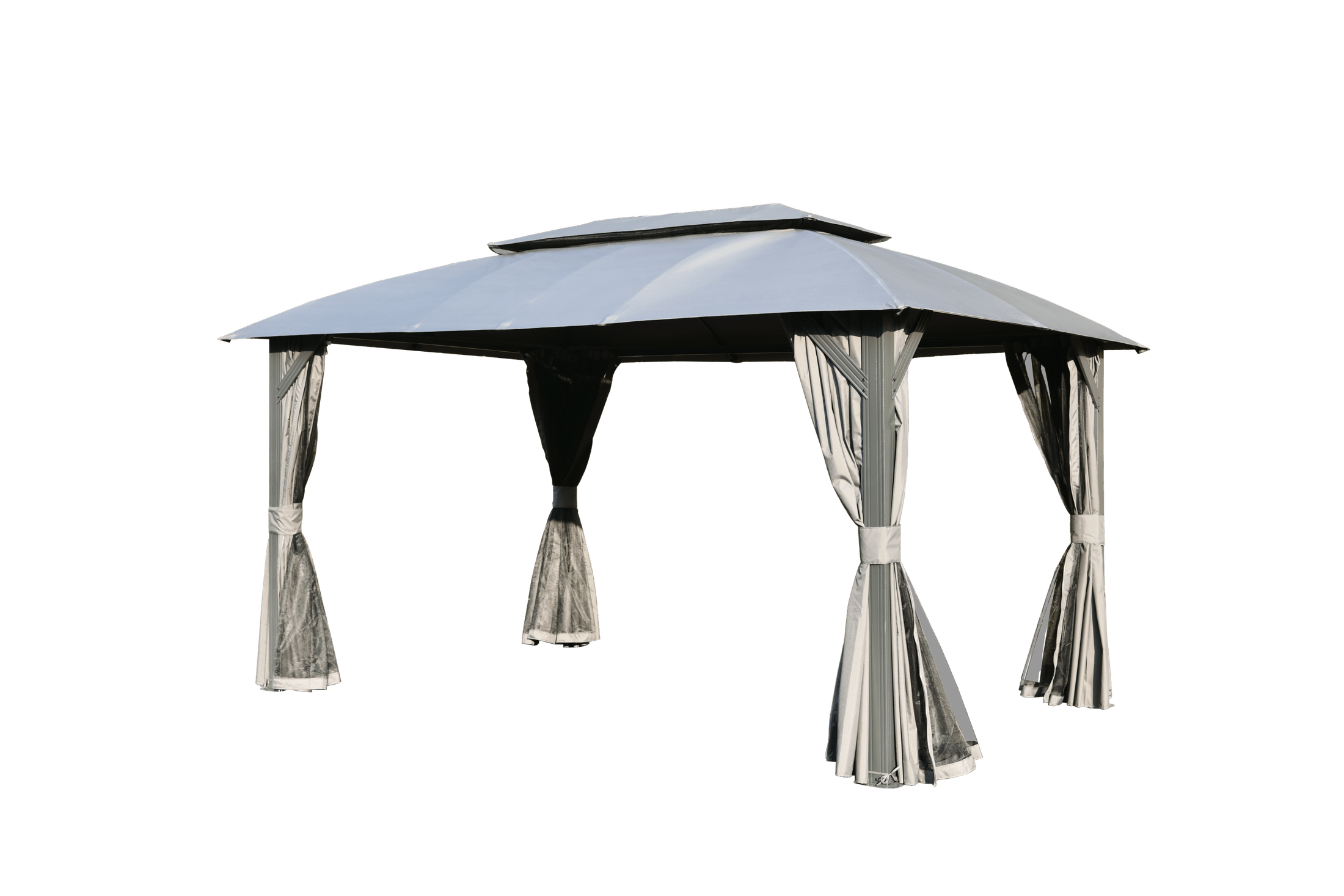 Gazebo 10x14FT, Outdoor Gazebo with Double Roofs, Privacy Curtains, Mosquito Nettings, Heavy Duty Metal Frame Party Tent Canopy for Patio, Backyard, Deck, Lawn, Grey