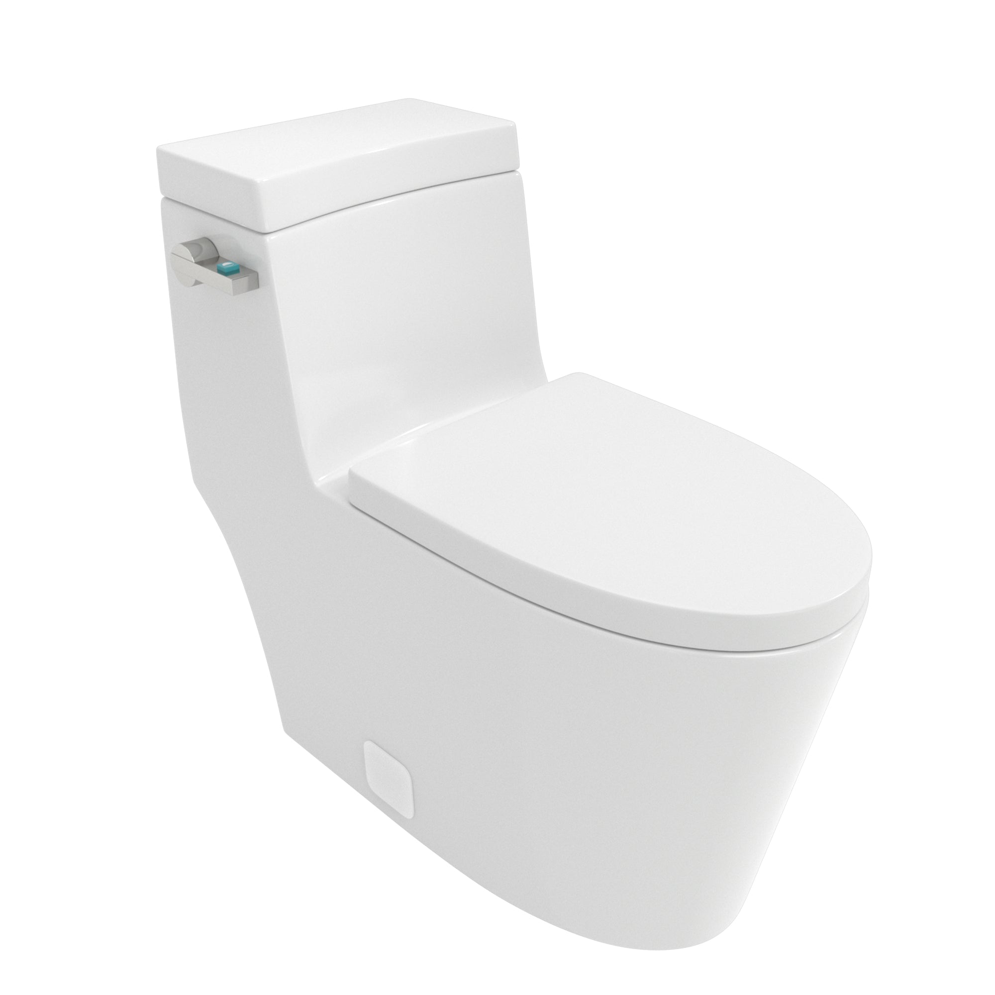 Modern Ceramic One Piece Toilet with Soft Closing Seat, White, 27.60 x 14.40 x 26.80 inches