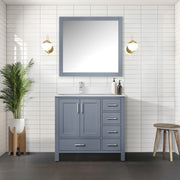 Dark Grey Bath Vanity 36 in. W x 22 in. D, Left Offset and Cultured Marble Top