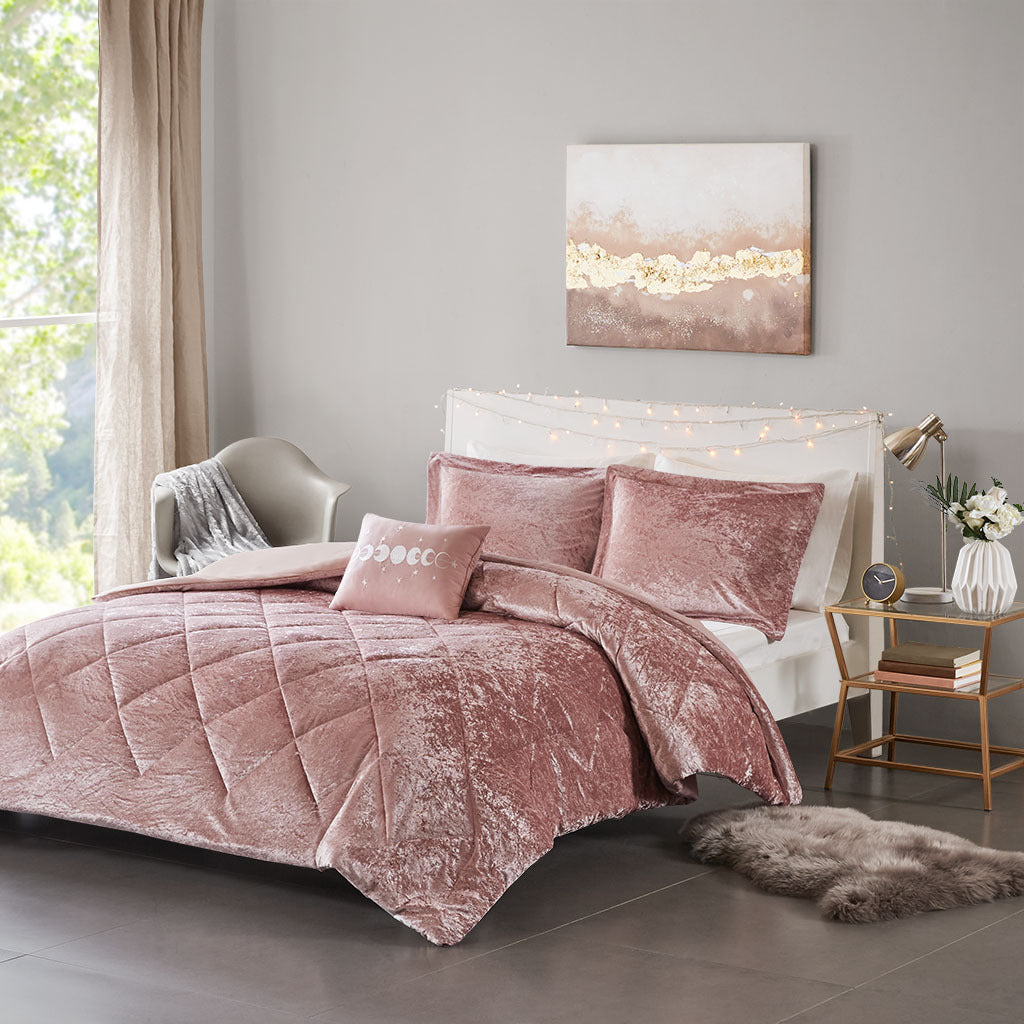 King/Cal King Velvet Duvet Cover Set with Throw Pillow