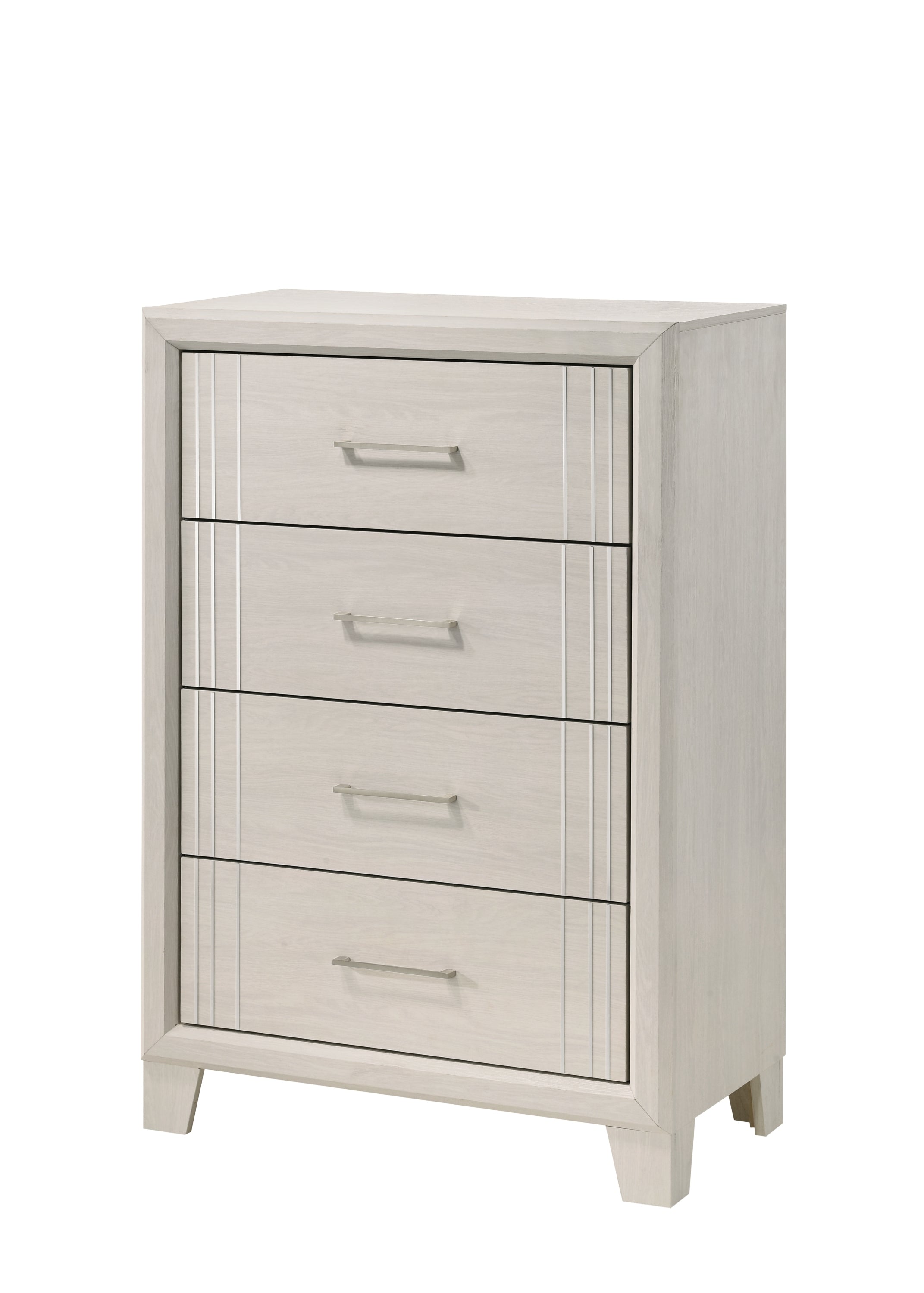 1pc Contemporary Four-Drawers Chest Bed Side Cabinet Wooden Furniture White/Beige Color