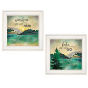 'Lake / Sunshine' 2-Piece Vignette by Marla Rae, White Frame