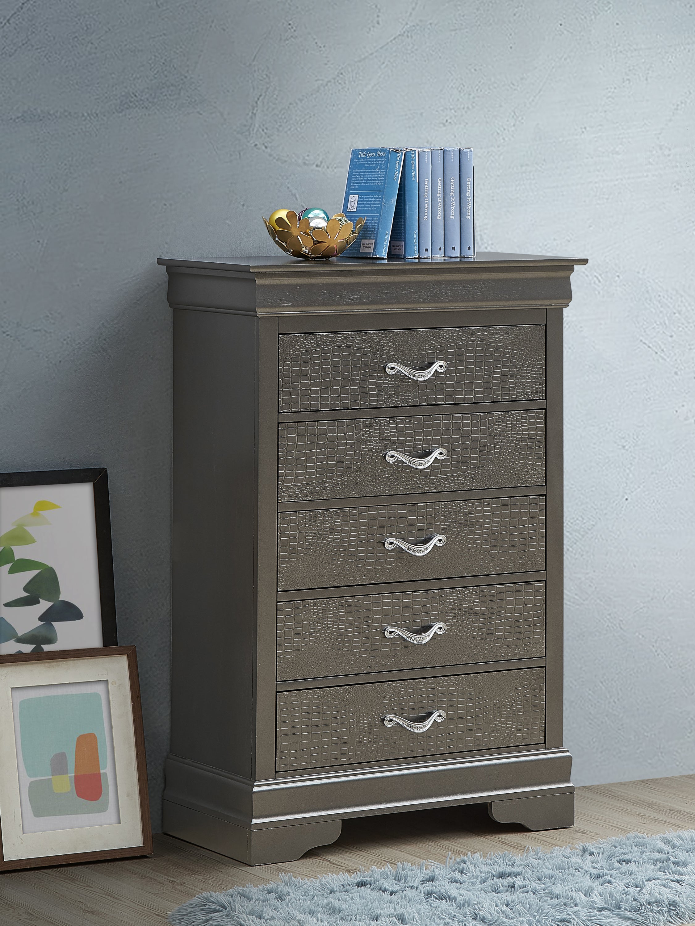 Sleek Transitional Metal Black Chest