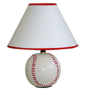 12' Tall Ceramic Table Lamp, Baseball Shaped, Linen Shade
