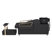 Black+Gold Shampoo Bowl and Chair Set for Salon with ABS Shampoo Bowl Sink Chair and Independent Footrest