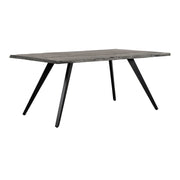 70 in. Acacia Wood and Metal Dining Table with Water Resistant Coating Top, Gray/Black