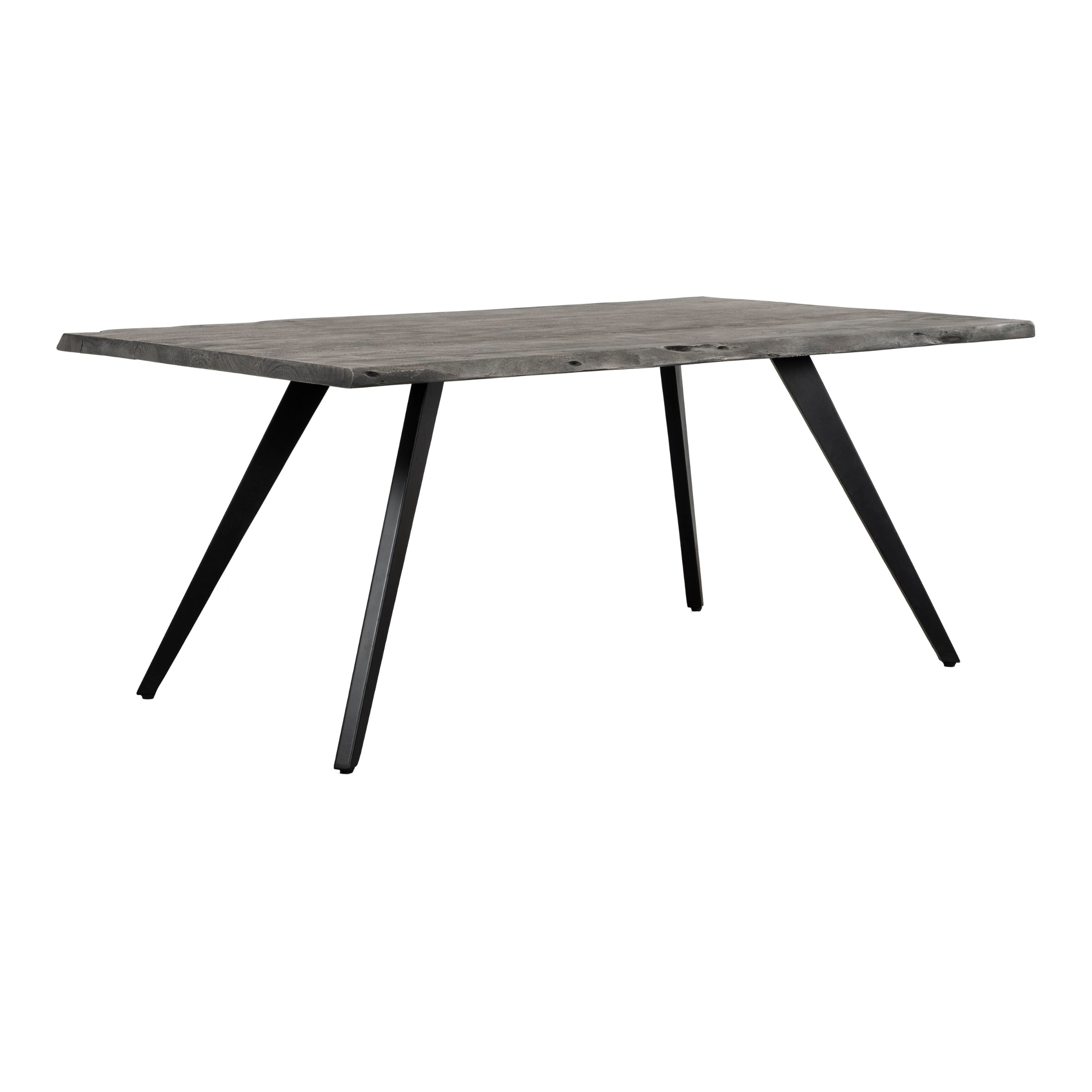 70 in. Acacia Wood and Metal Dining Table with Water Resistant Coating Top, Gray/Black