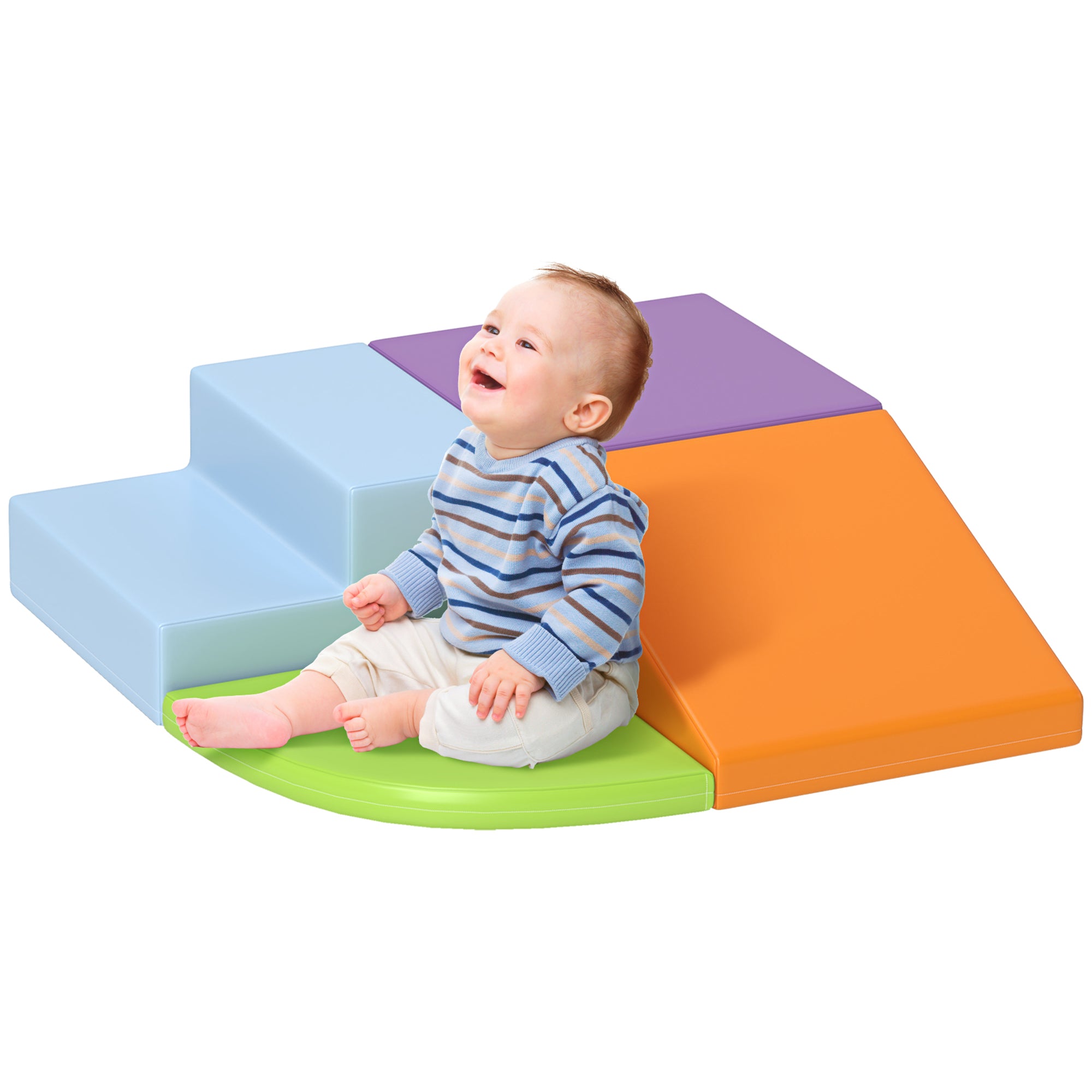 Qaba Foam Play Set for Toddlers and Children, Easy-to-clean 4 Piece Soft Indoor Climber & Safe Kids Climbing Set for Crawling or Sliding, Assorted