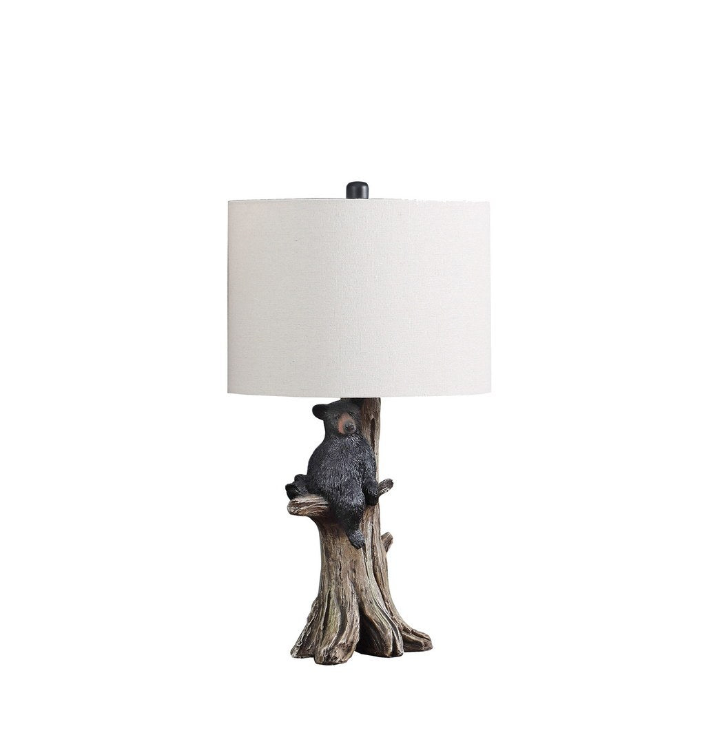 24.75' In Black Bear On A Tree Polyresin Table Lamp