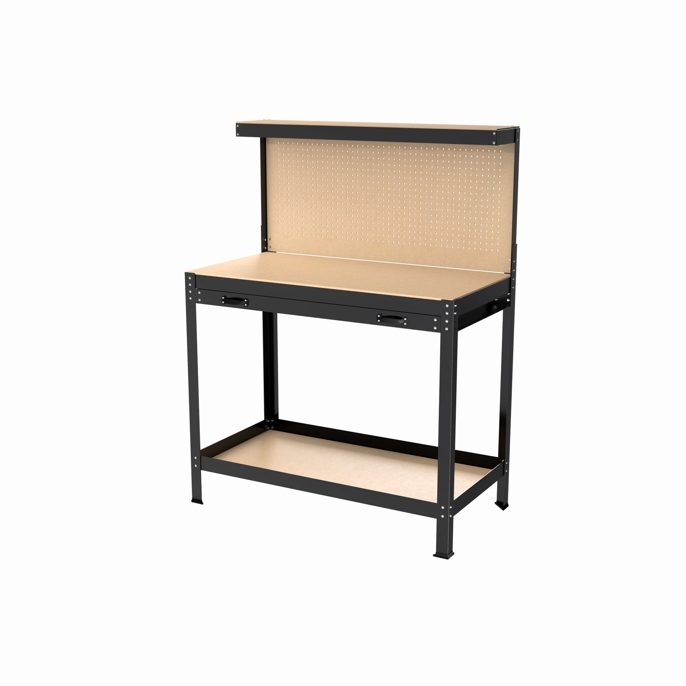 63' Tools Cabinet Working Tables Workbench Tool Storage Workshop Table with Drawers and Pegboard