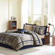 Queen Plaid Comforter Set with Bed Sheets