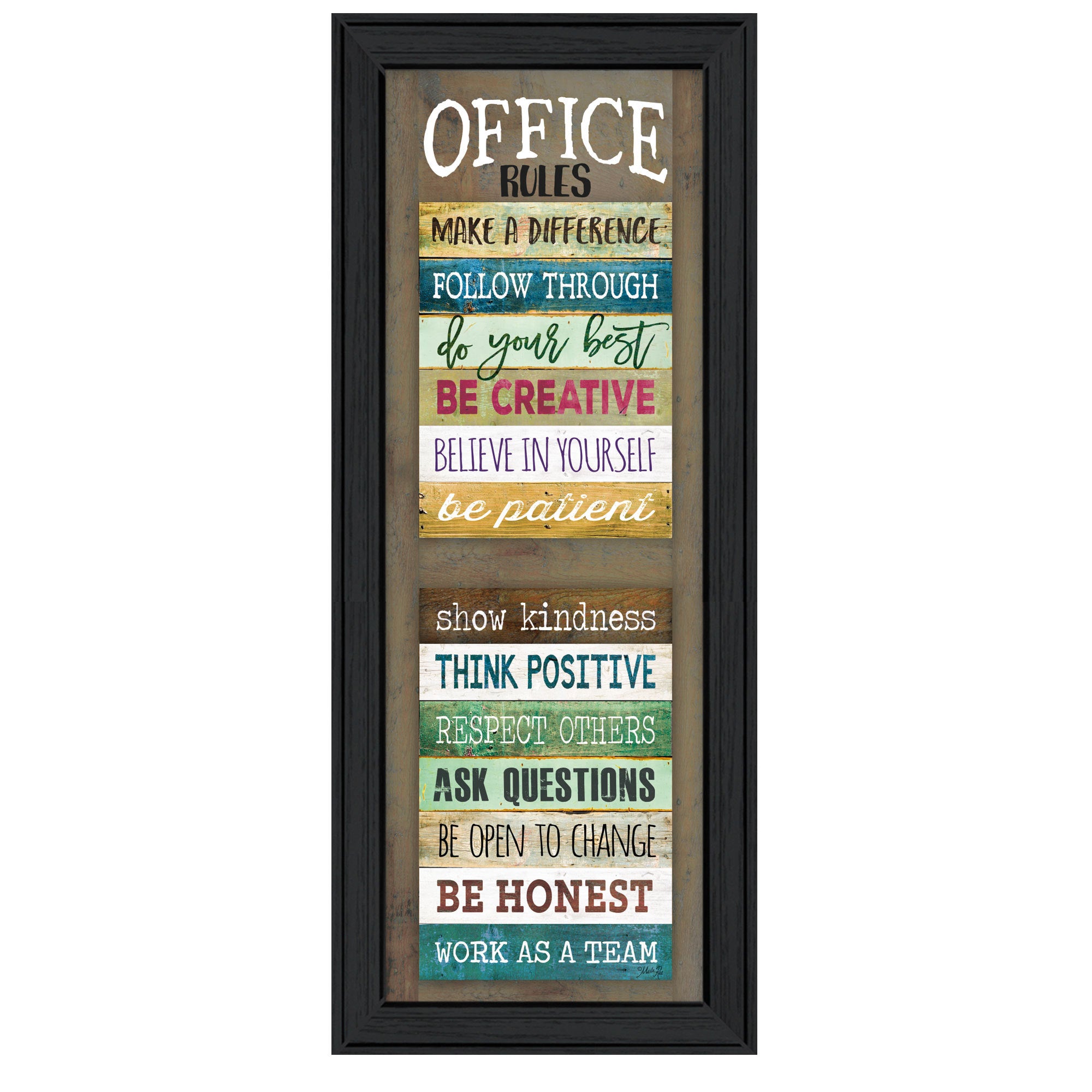 'Office Rules' By Marla Rae, Ready to Hang Framed Print, Black Frame