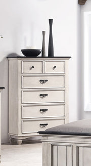 Beautiful Farmhouse Two-Tone Finish 1Pc Chest Storage Drawers Bedroom Furniture Black Nickel Hardware