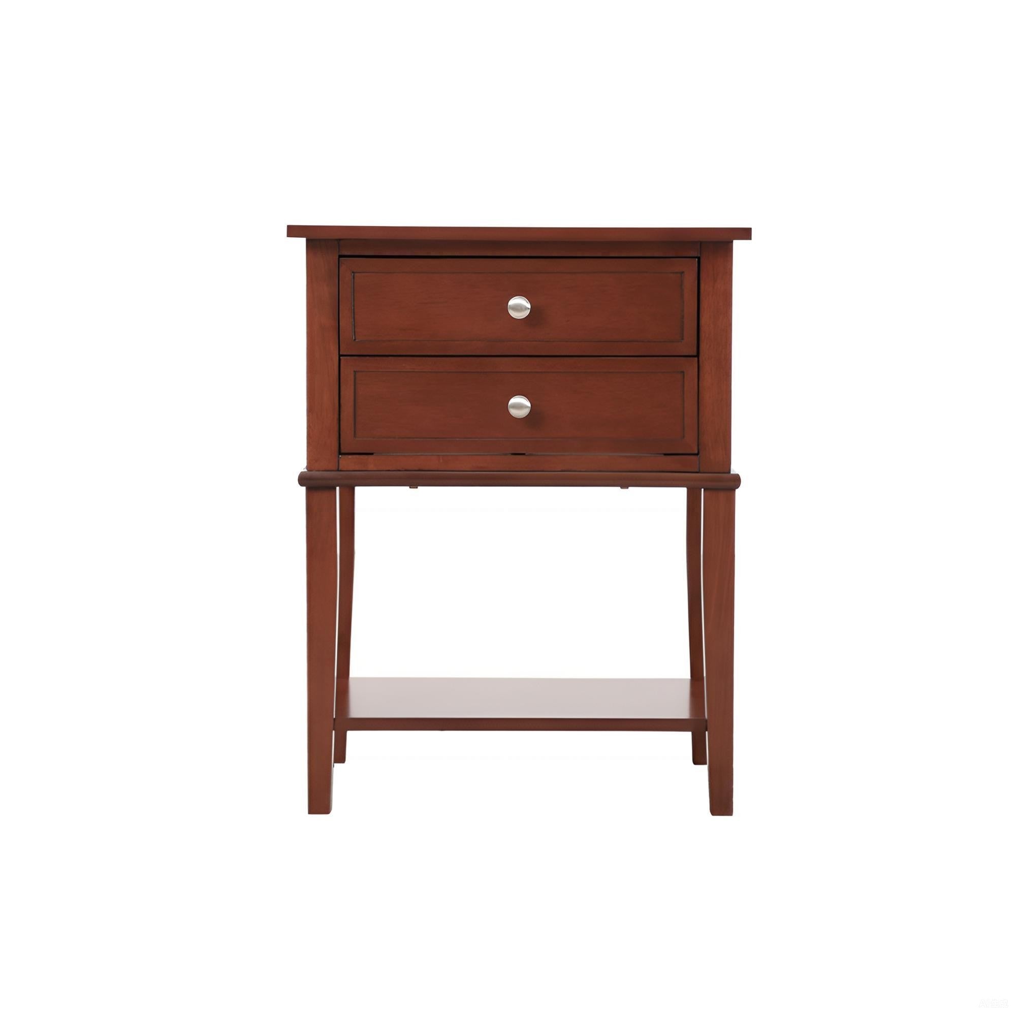 Sleek Cherry Nightstand with Storage Shelf and Rich Finish, Particle Board and MDF, 28 x 22 x 16 Inches