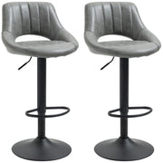 Bar Stools Set of 2, Swivel Bar Height Barstools Chairs with Adjustable Height, Round Heavy Metal Base, and Footrest, Gray