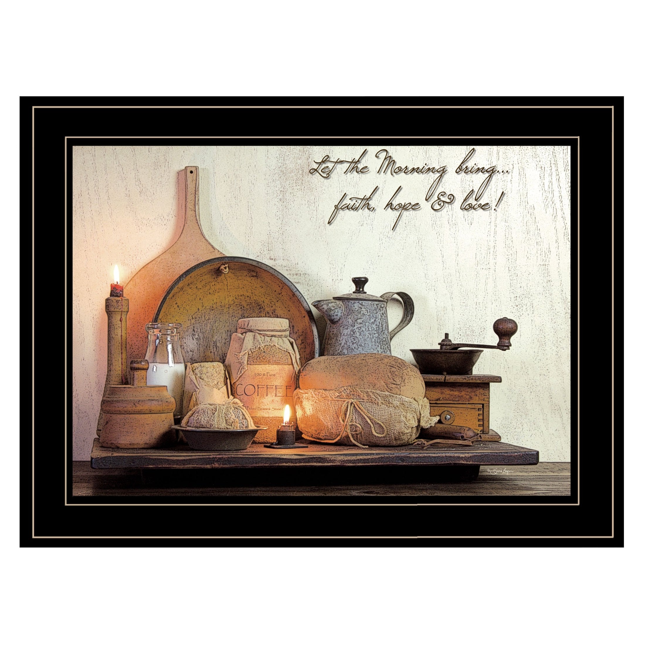 'Faith, Hope, & Love' By Susie Boyer, Ready to Hang Framed Print, Black Frame