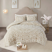 Tufted Cotton Chenille Medallion Comforter Set Taupe King/Cal King