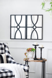 16' x 23' Rectangular  Wooden Wall Mirror with Antique Black Frame, Vertical or Horizontal Home Decor for Living Room, Set of 2