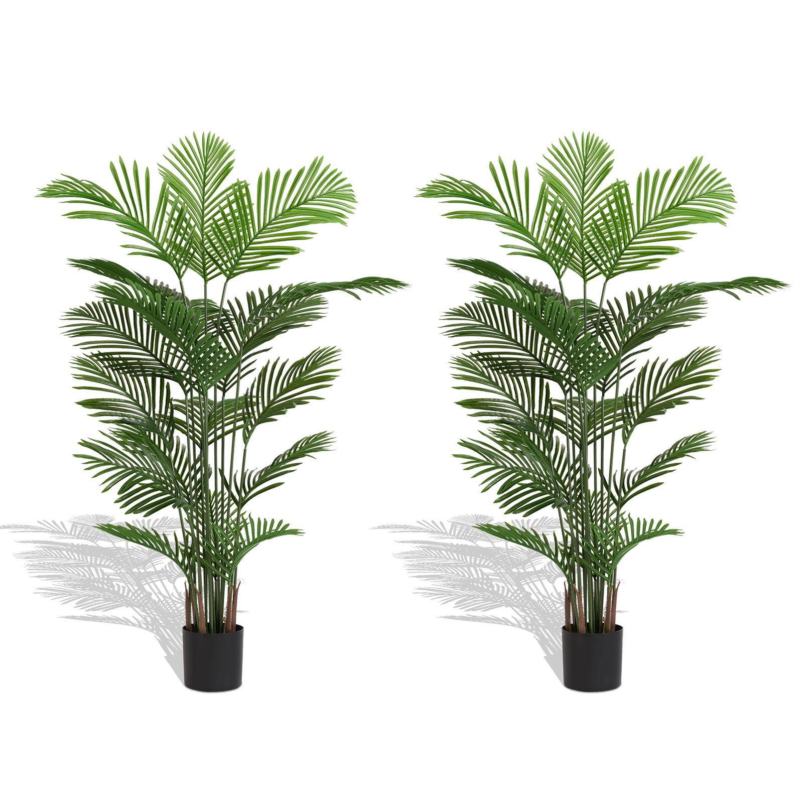 Artificial Areca Palm Plant, 6FT Tall Faux Tropical Tree in Pot for Indoor Outdoor Home, Office, or Garden Modern Decoration, 2pcs/set