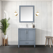 Dark Grey Bath Vanity 30 in. W x 22 in. D, Carrara Marble Top, and Faucet Set