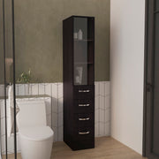 Vanguard Linen Cabinet, Three Shelves, Four Drawers, Black