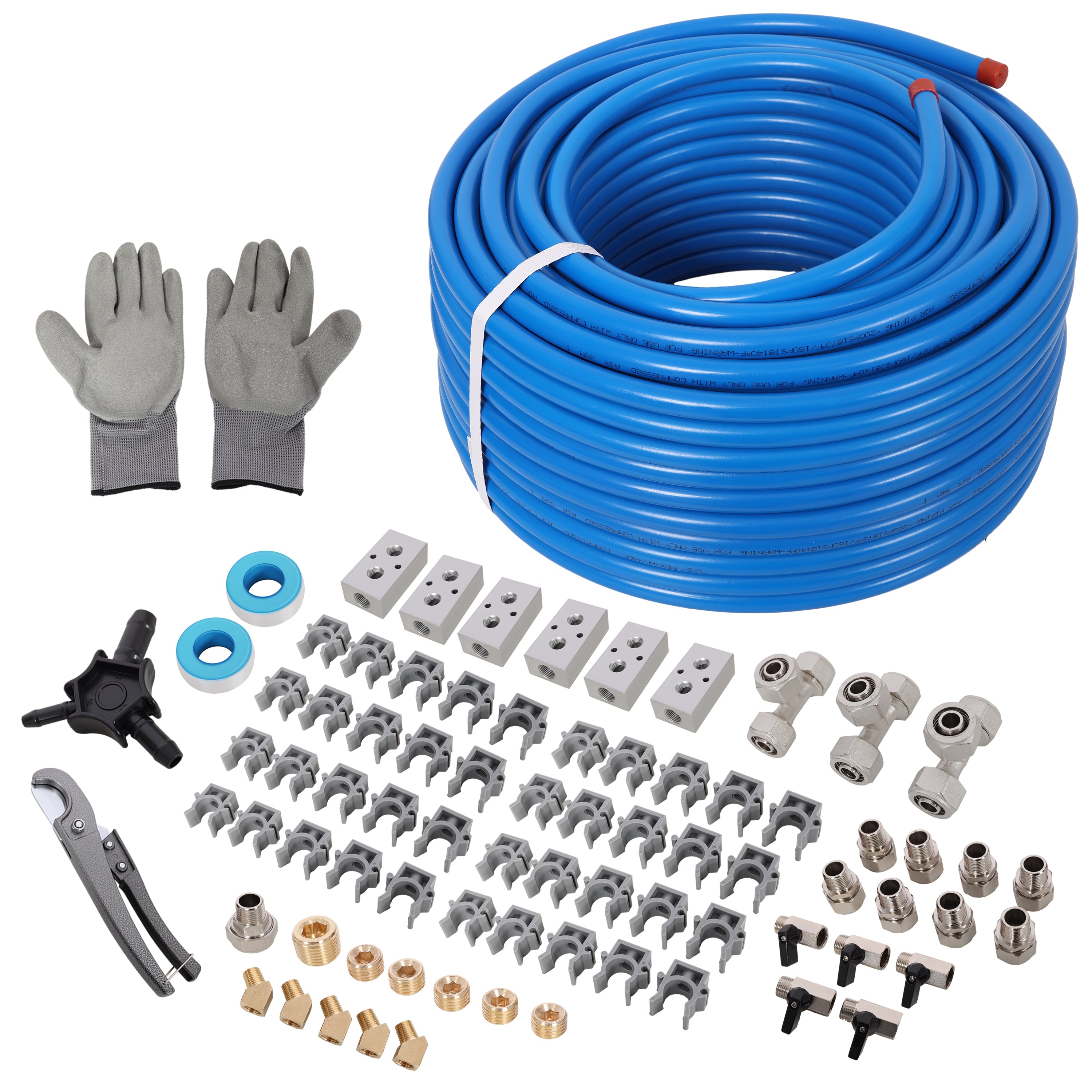 1/2' x 200ft Air Compressor Piping, High Quality PEX-AL-PEX Tubing, Air Hose Kit Air Compressor Accessories,Blue Tubing