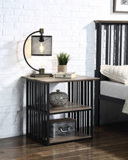 Zudora Antique Oak & Black Finish Nightstand