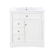 Freestanding 30' Bathroom Vanity with Sink, Soft Closing Door, Tip-out Drawer, White Acacia Wood and MDF