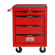 Rolling Metal Tool Chest with 4 Drawers, 20' Steel Storage Cabinet with Ball Bearing Slides, Black and Red Finish