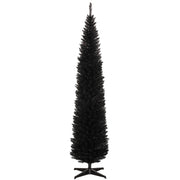 HOMCOM 8' Artificial Pencil Christmas Tree, Slim Xmas Tree with 618 Realistic Branch Tips and Plastic Stand, Black