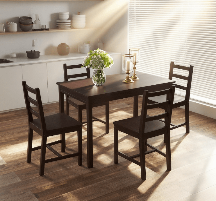 Dining Table Set  Modern Kitchen Table and Chairs, Solid Wood Dining Room Set