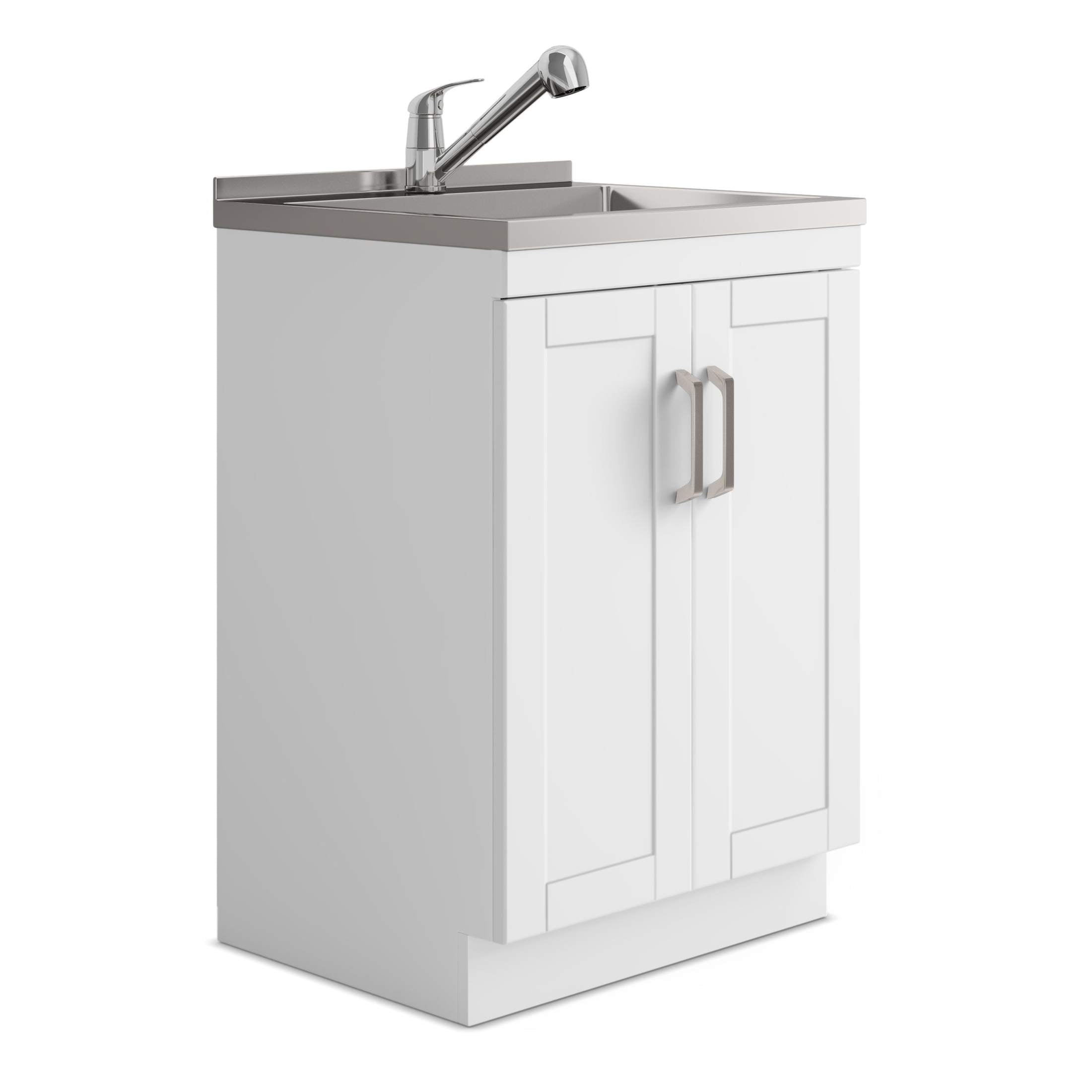 Kyle - 24' Laundry Cabinet with Faucet and Stainless Steel Sink - White