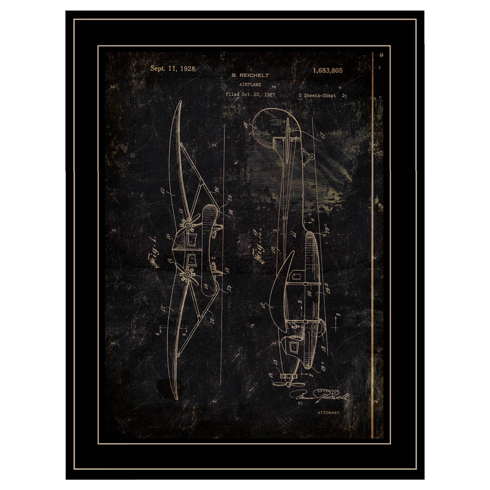 'Airplane Patent II' by Cloverfield & Co, Ready to Hang Framed Print, Black Frame