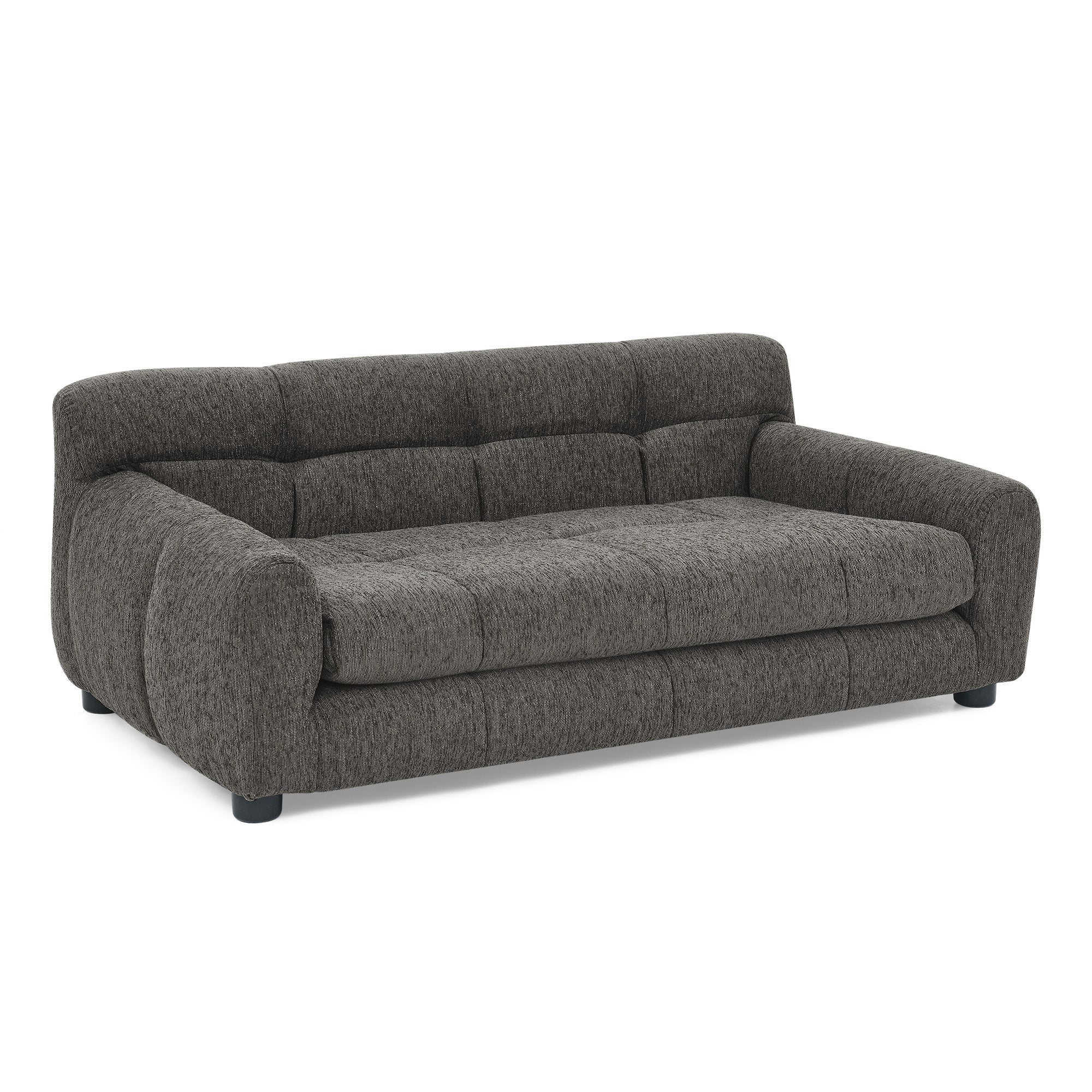 Modern Dark Gray Pet Sofa with Backrest and Armrests, Linen Fabric, 38'x14.5'x22' for Small and Medium Dogs