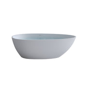 LILYA 59'' Freestanding Solid Surface Resin Stone Bathtub with Overflow and Pop-up Drain, Matte White