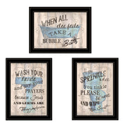 'Bathroom Humor' 3-Piece Vignette By Debbie DeWitt, Black Frame