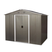 Outdoor Metal Storage Shed 8ft x 6ft with Metal Foundation, Gray, Iron Construction