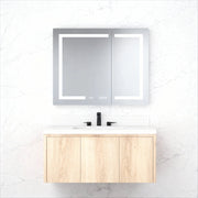 36 in. W x 30 in. H Rectangular Silver Aluminum Recessed/Surface Mount Medicine Cabinet with Mirror LED and Clock